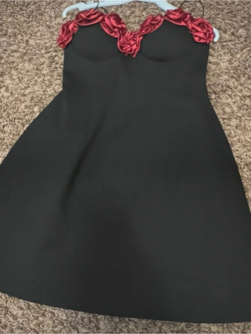 Fashion Nova Black Dress with Red Rose Trim